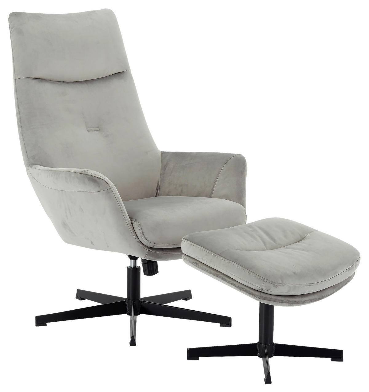 POČIVALNIK S PODNOŽNIKOM,  siva, črna kovina, tekstil - črna/siva, Design, kovina/tekstil (74/108/84cm) - Hom`in