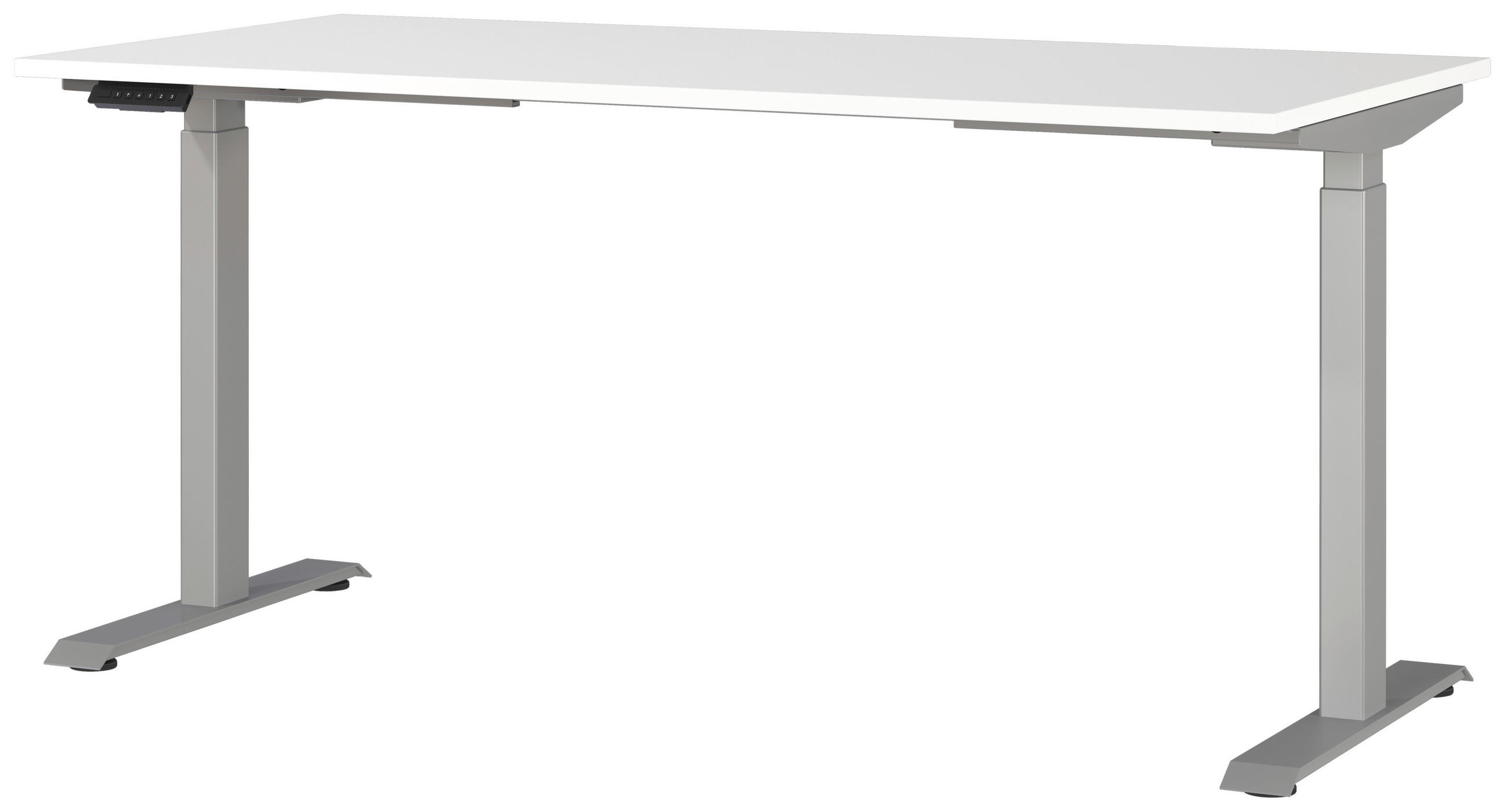 SCHREIBTISCH 160/80/72-118 cm  in Silberfarben, Weiß  - Silberfarben/Weiß, MODERN, Holzwerkstoff/Metall (160/80/72-118cm) - Novel