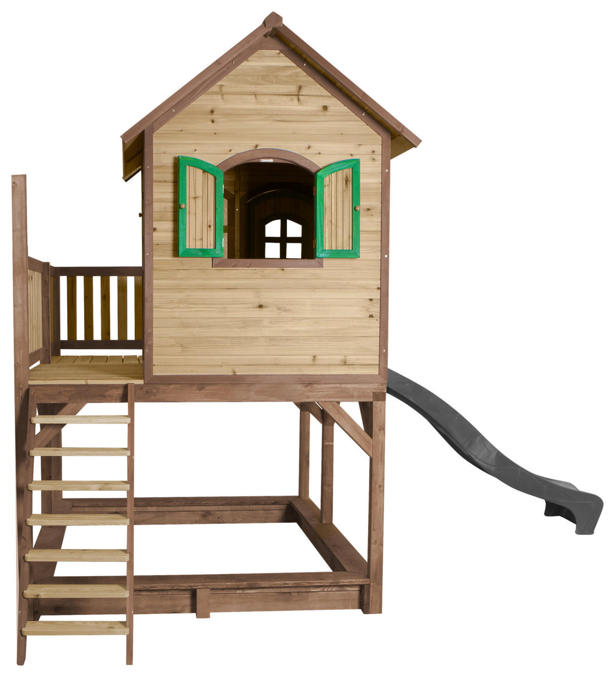 SPIELTURM 377/291/255 cm  - Braun/Grau, KONVENTIONELL, Holz (377/291/255cm) - Ambia Garden