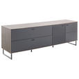 LOWBOARD  in 208/68/50 cm  - Eichefarben/Anthrazit, Design, Glas/Holz (208/68/50cm) - Novel