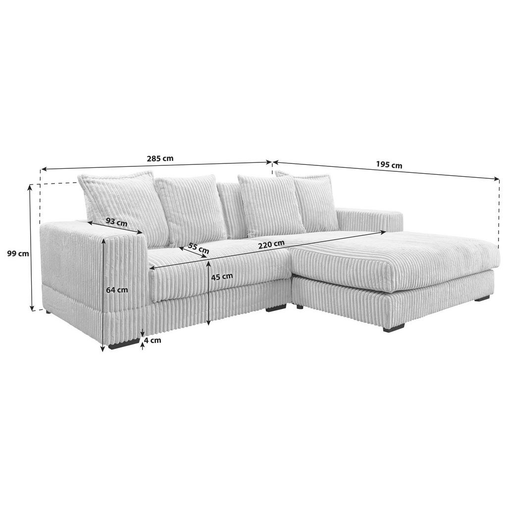 Thumbnail - Mid.you Ecksofa, Taupe, Textil, 4-Sitzer, Füllung: Polyurethan (PUR),Polyurethan (PUR),Polyurethan (Pur), Ottomane recht...