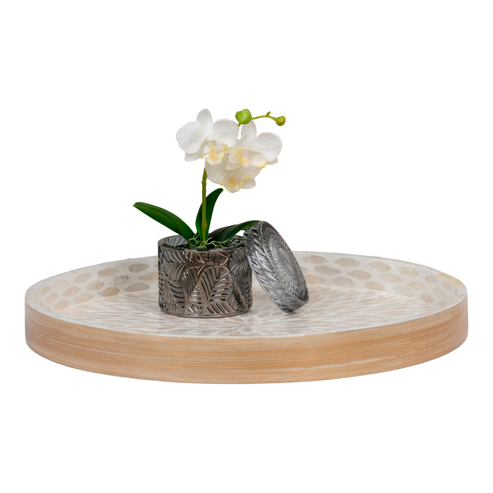 SERVIERTABLETT Holz, Keramik Bambus  - Beige, Design, Holz/Keramik (40/3.5/40cm)