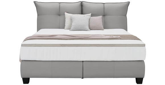 BOXSPRINGBETT  in Grau  - Schwarz/Grau, Design, Leder/Holzwerkstoff (180cm) - Esposa