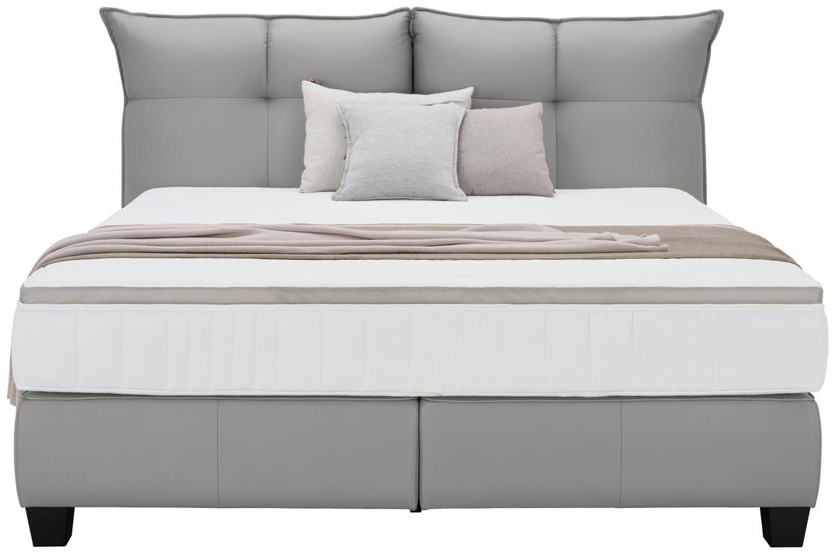 BOXSPRINGBETT  in Grau  - Schwarz/Grau, Design, Leder/Holzwerkstoff (180cm) - Esposa