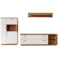 WOHNWAND 3-teilig  in Weiß, Wildeiche  315/181/50 cm  - Wildeiche/Anthrazit, Design, Glas/Holz (315/181/50cm) - Novel