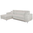 ECKSOFA  in Flachgewebe Greige  - Chromfarben/Greige, KONVENTIONELL, Textil/Metall (175/268cm) - Carryhome