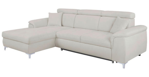 ECKSOFA  in Flachgewebe Greige  - Chromfarben/Greige, KONVENTIONELL, Textil/Metall (175/268cm) - Carryhome
