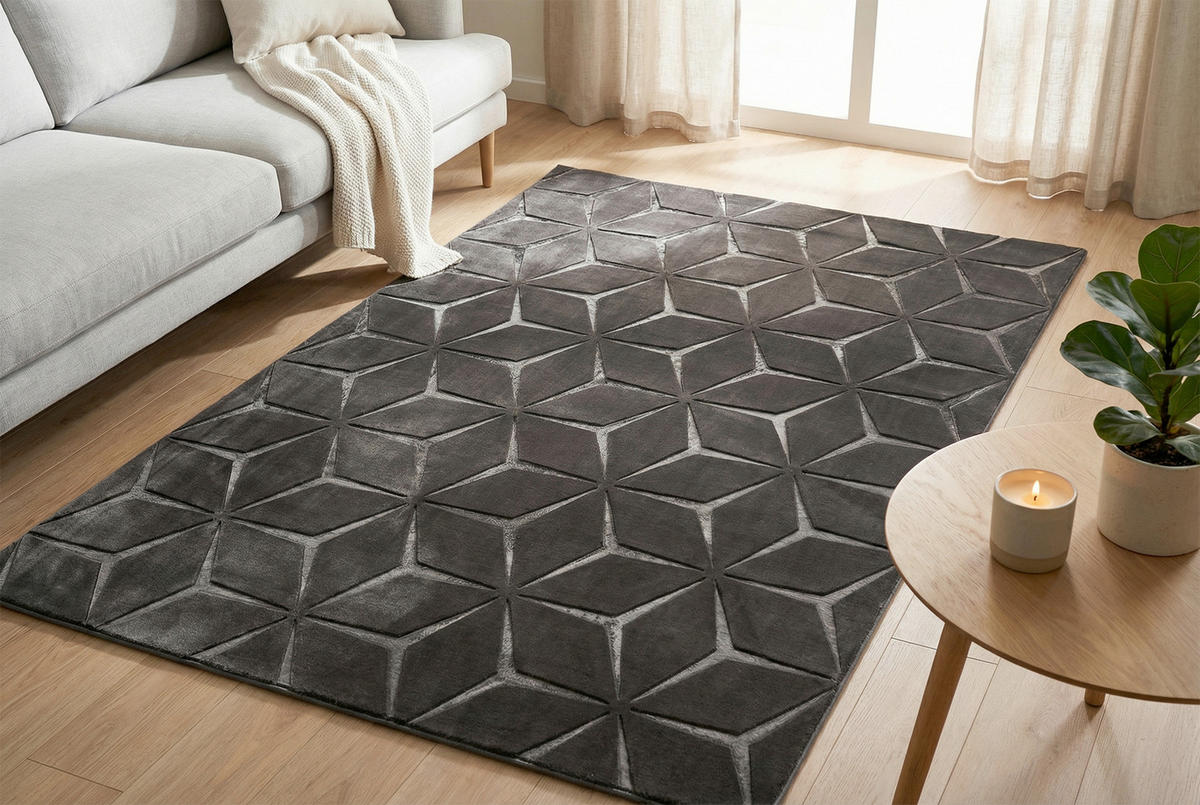 FLACHWEBETEPPICH  Wohnzimmer 200/290 cm Calma Anthrazit rechteckig  - Anthrazit, Basics, Textil (200/290cm) - Kayoom