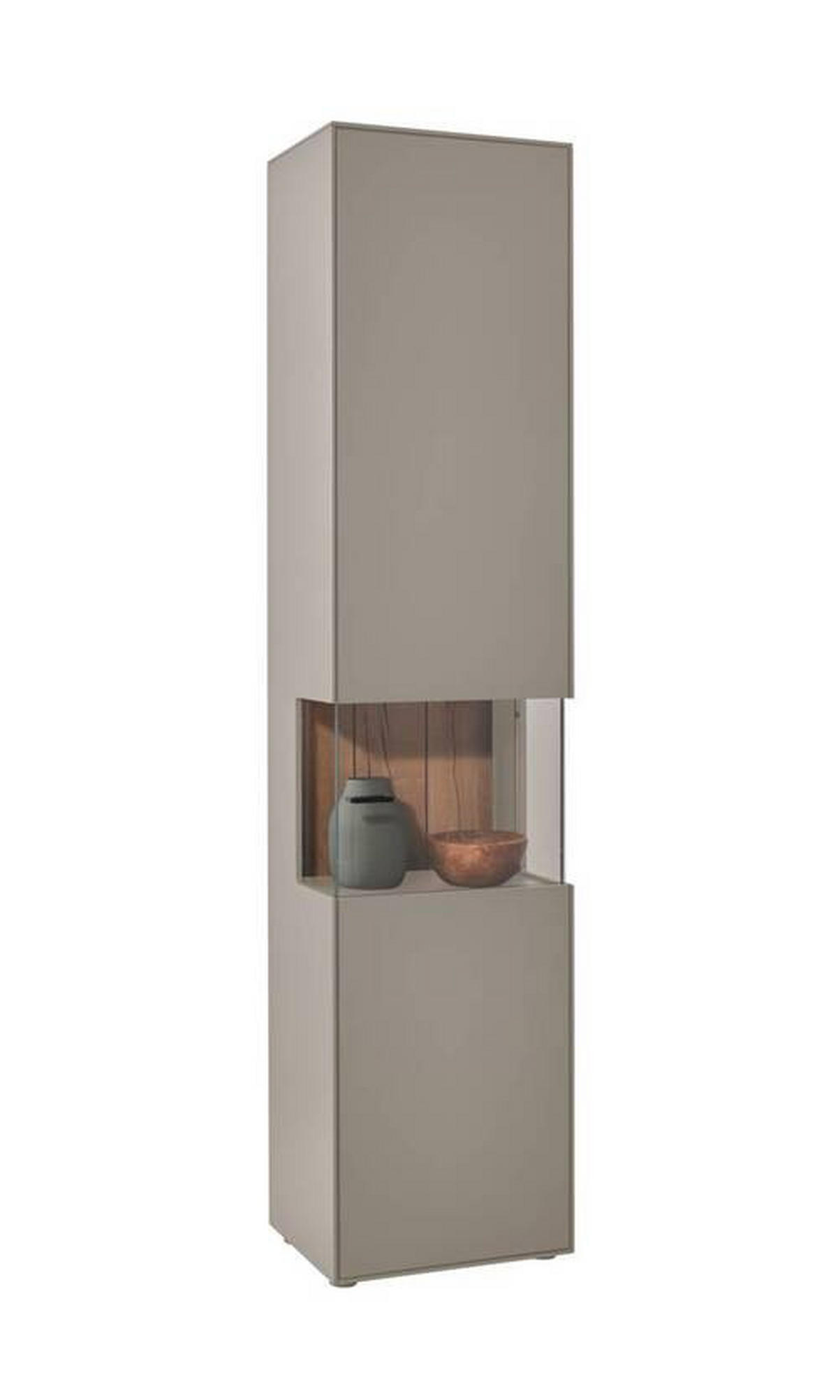 VITRINE in Hellgrau  - Hellgrau/Graphitfarben, Design, Glas/Holzwerkstoff (46,9/205,5/37,1cm) - Dieter Knoll