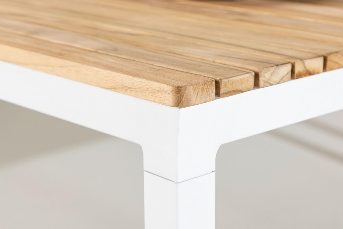 LOUNGETISCH 110/60/45 cm Holz, Metall  - Weiß/Teakfarben, KONVENTIONELL, Holz/Metall (110/60/45cm) - Gardenson