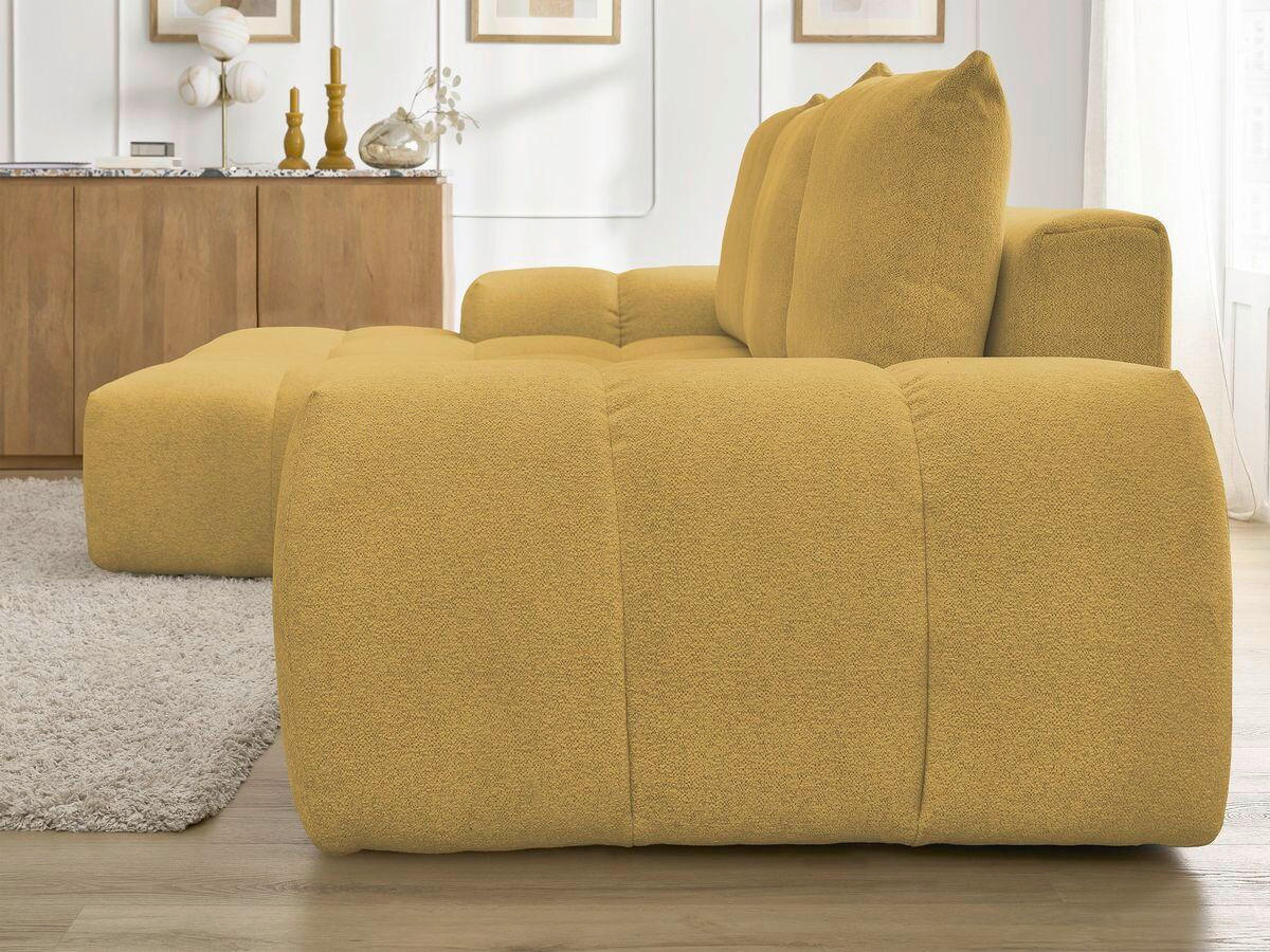 ECKSCHLAFSOFA EVEREST  mit Rücken echt, Armteil links, Armteil rechts Flachgewebe Gelb  - Gelb/Schwarz, MODERN, Kunststoff/Textil (180/318cm) - Livetastic