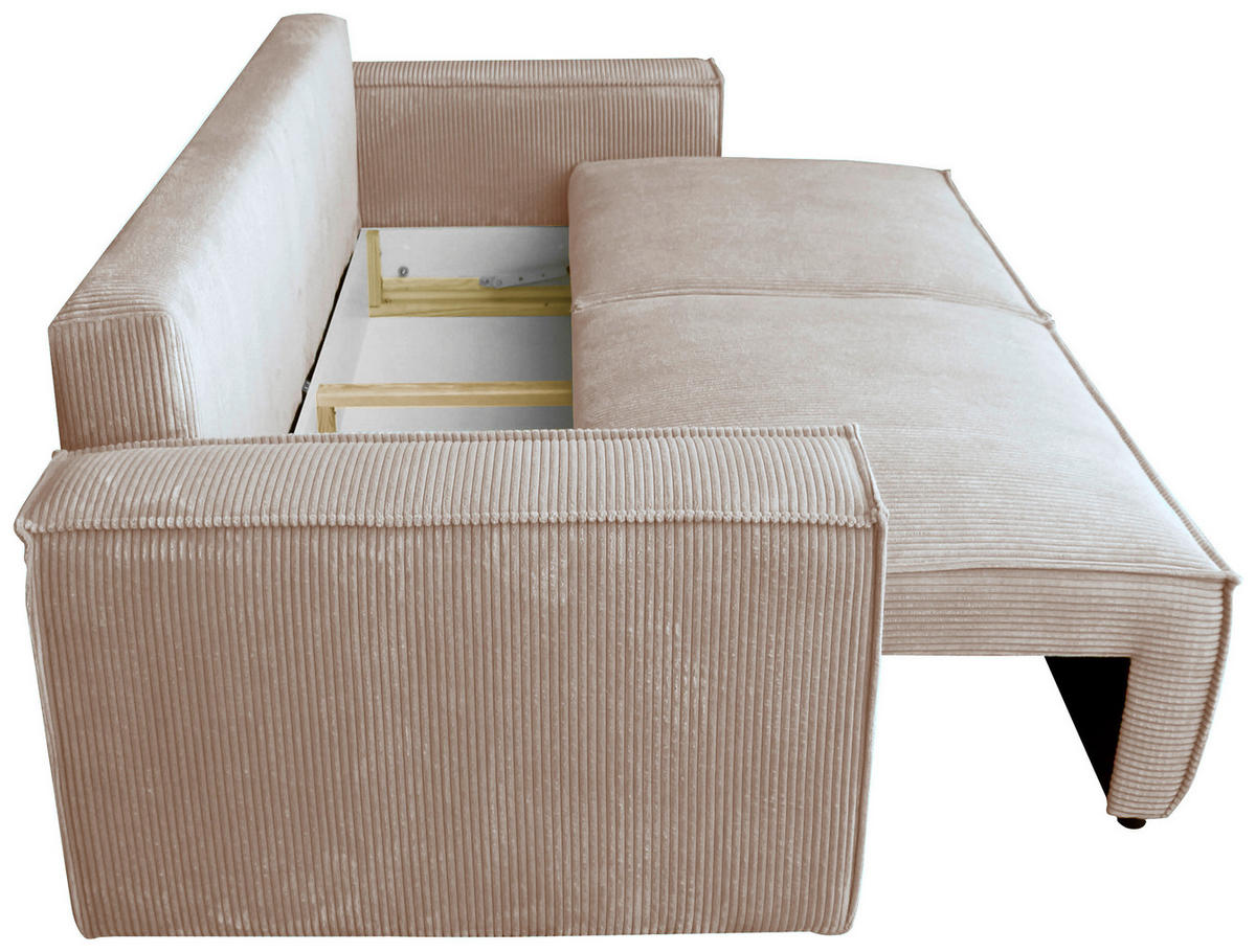 SCHLAFSOFA  mit Liegefunktion, Schlafen auf Sitzhöhe, Rücken echt Cord Taupe  - Taupe/Schwarz, KONVENTIONELL, Kunststoff/Textil (240/89/100cm) - Carryhome