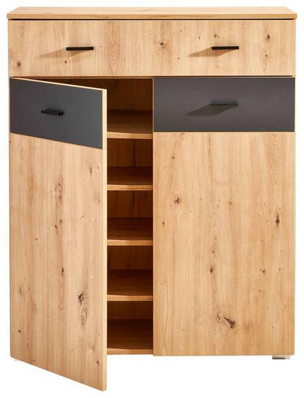 SCHUHSCHRANK Anthrazit, Eiche Artisan  - Anthrazit/Silberfarben, KONVENTIONELL, Holzwerkstoff/Kunststoff (90/109,9/38cm) - Carryhome