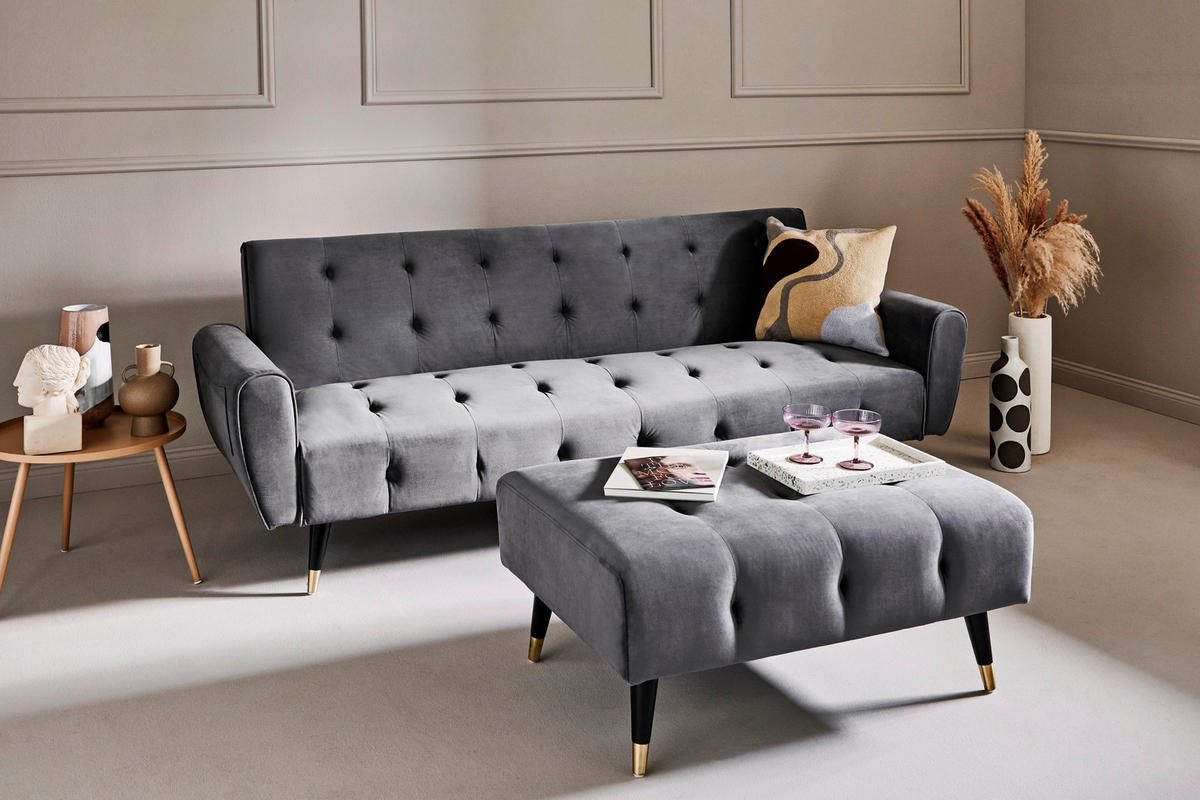 ECKSCHLAFSOFA CHILLAX DREAM CORNER EU Grau Samt  - Goldfarben/Schwarz, MODERN, Holz/Textil (213/153/173cm) - Livetastic