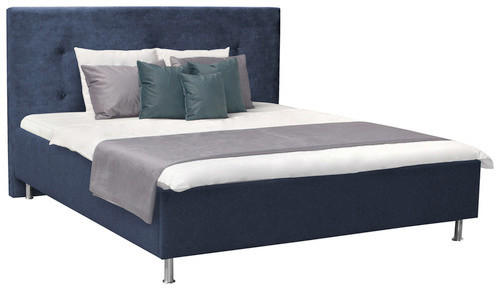 KÁRPITOZOTT ÁGY  sötétkék  - sötétkék/króm, Konventionell, műanyag/textil (172/116/214cm) - Ti'me