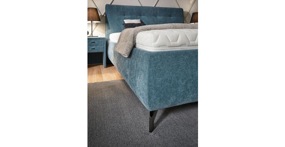 POLSTERBETT 180/200 cm,  in Blau, Bettkasten, Lattenroste, Matratzen, H2 + H3 = mittel + fest  - Blau/Anthrazit, Design, Holz/Textil (180/200cm) - Voleo