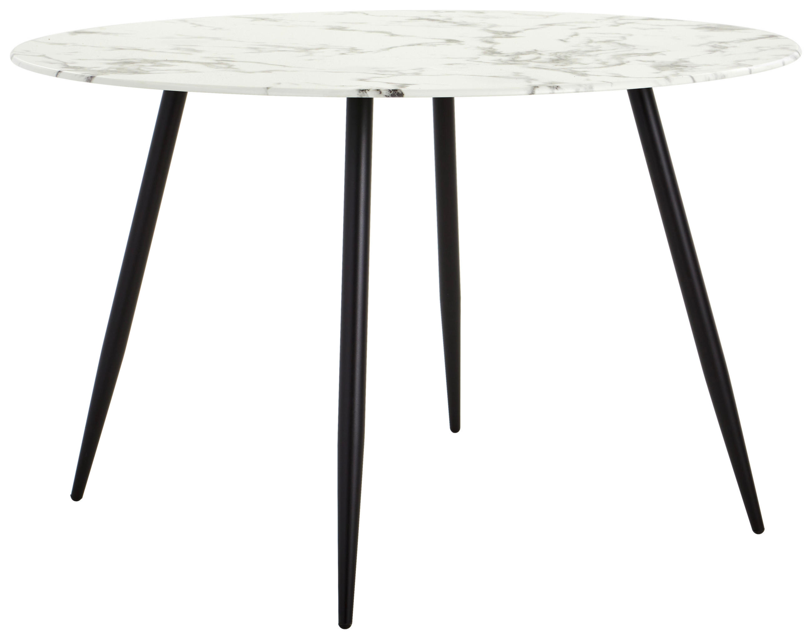 ESSTISCH in Metall, Glas 120/120/76 cm  - Schwarz/Weiß, MODERN, Glas/Metall (120/120/76cm) - MID.YOU