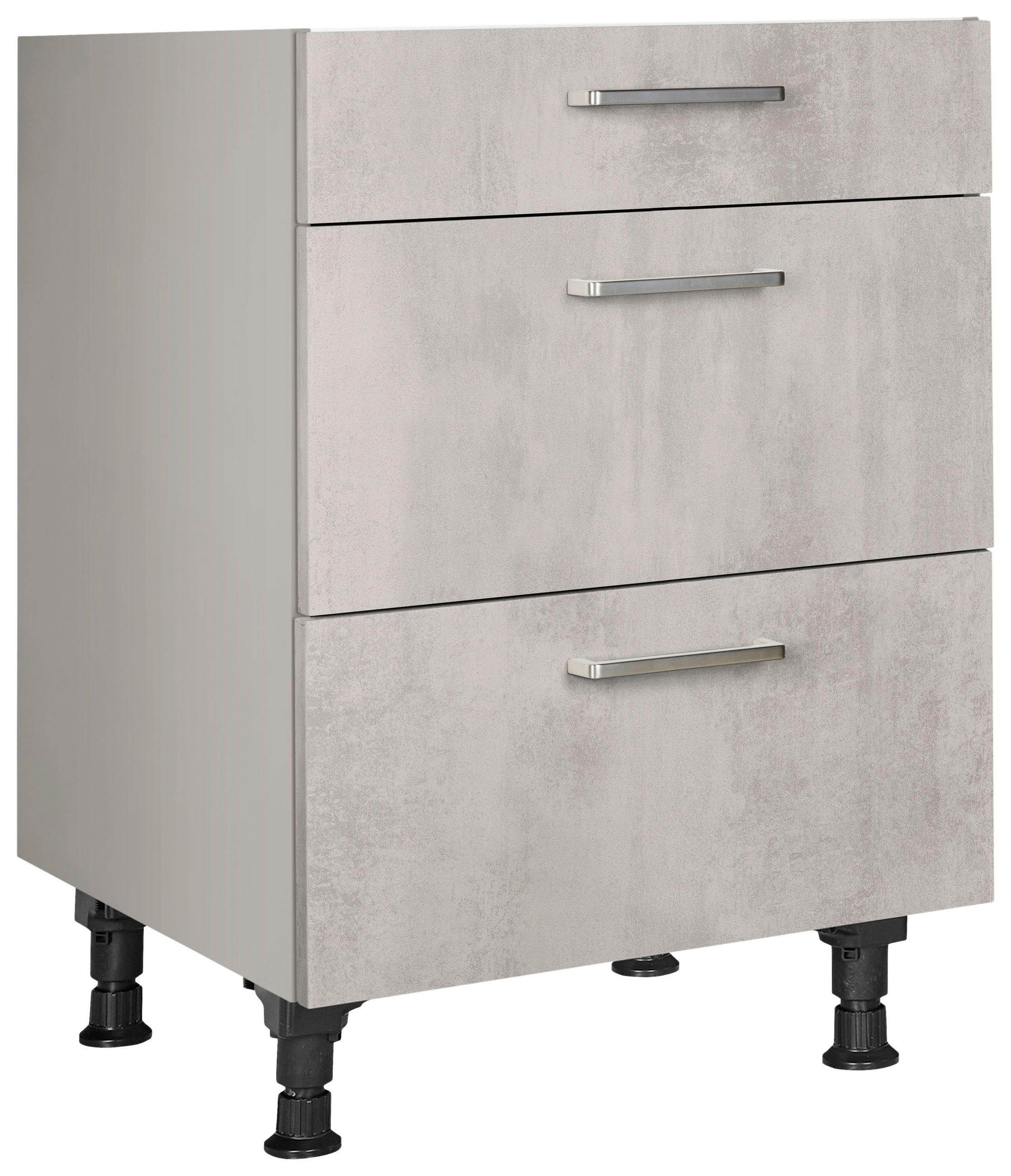 SCHUBKASTENUNTERSCHRANK 60/87/56 cm  in Hellgrau  - Edelstahlfarben/Hellgrau, MODERN, Holzwerkstoff/Metall (60/87/56cm) - Nobilia