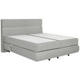 BOXSPRINGBETT 180/200 cm,  in Hellgrau, motorische Verstellbarkeit, Matratzen, unterschiedliche Matratzenhärtegrade je Bettseite, H2 + H3 = mittel + fest  - Hellgrau/Schwarz, Design, Kunststoff/Textil (180/200cm) - Dieter Knoll
