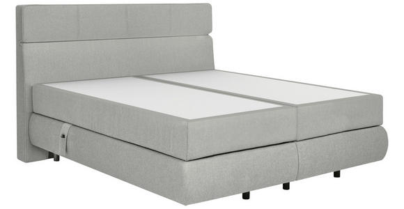 BOXSPRINGBETT 180/200 cm,  in Hellgrau, motorische Verstellbarkeit, Matratzen, unterschiedliche Matratzenhärtegrade je Bettseite, H2 + H3 = mittel + fest  - Hellgrau/Schwarz, Design, Kunststoff/Textil (180/200cm) - Dieter Knoll