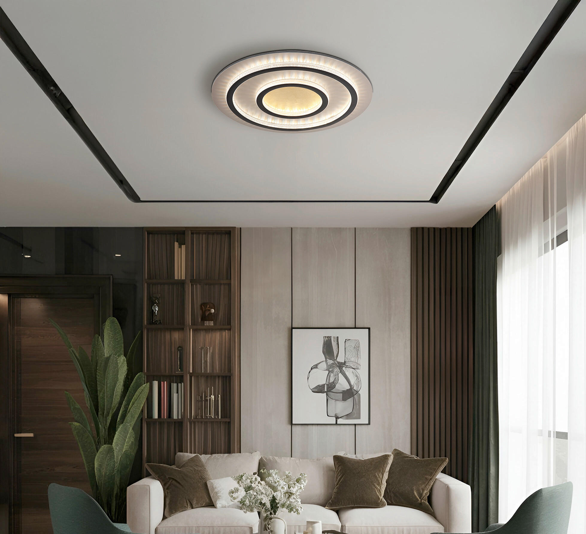 LED-DECKENLEUCHTE 55/6 cm   - Klar/Goldfarben, Design, Kunststoff/Metall (55/6cm) - Globo