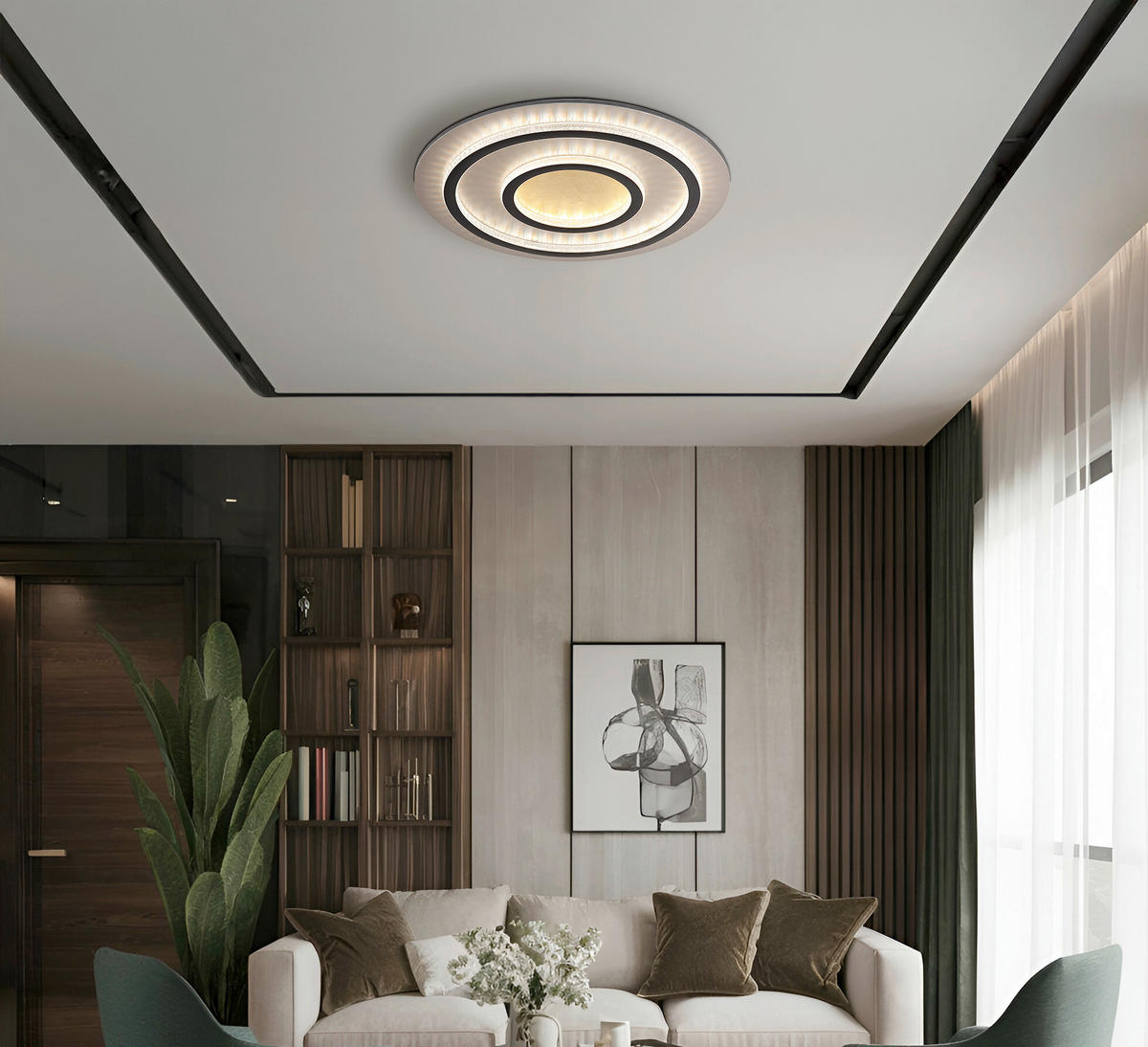 LED-DECKENLEUCHTE 55/6 cm   - Klar/Goldfarben, Design, Kunststoff/Metall (55/6cm) - Globo