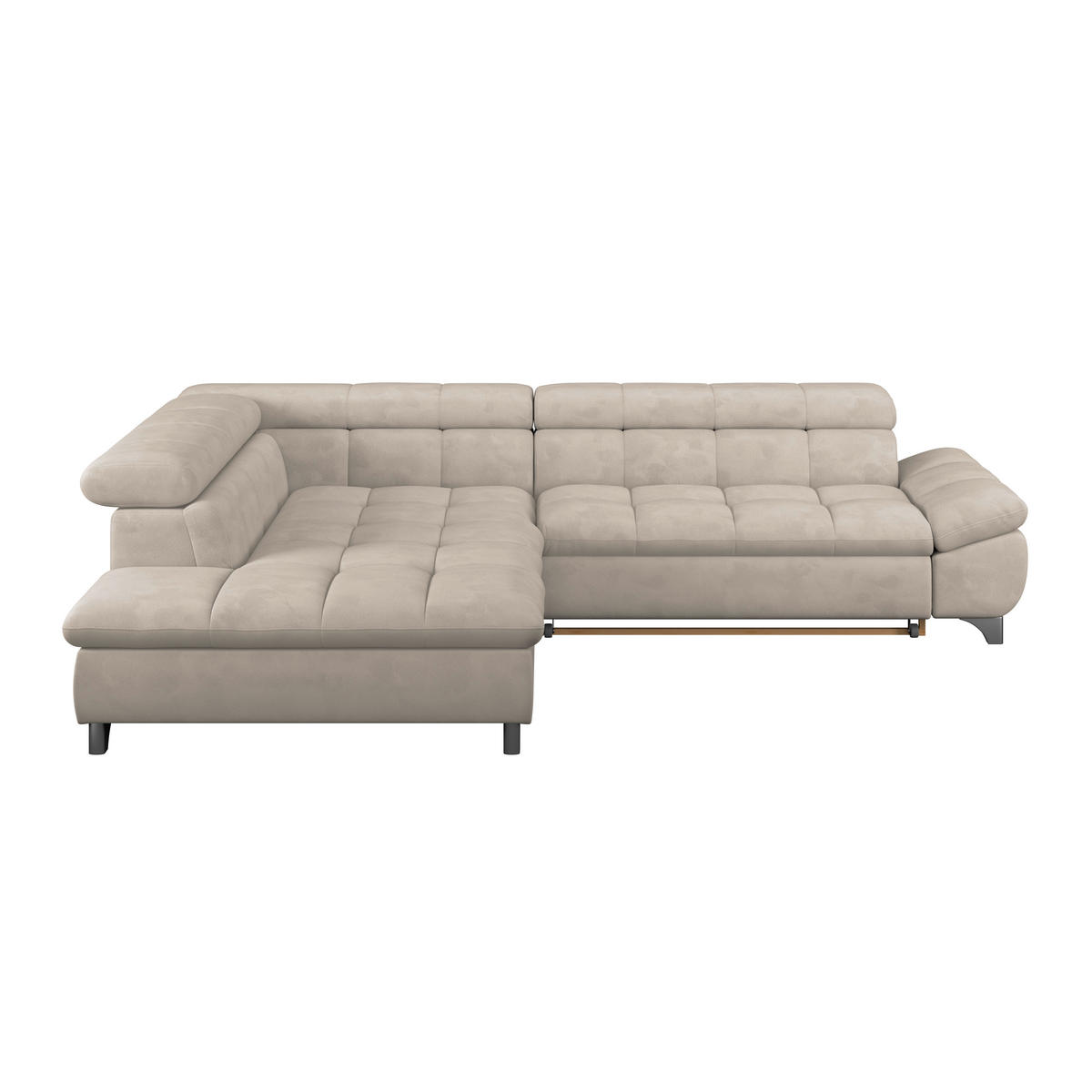 ECKSOFA Naturfarben Chenille  - Chromfarben/Naturfarben, KONVENTIONELL, Textil/Metall (234/312cm) - Livetastic
