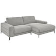 ECKSOFA in Feincord Hellgrau  - Hellgrau/Schwarz, Design, Textil/Metall (253/177cm) - Dieter Knoll