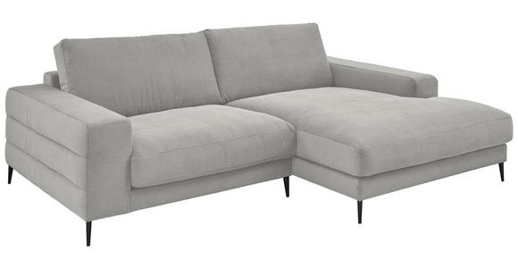 ECKSOFA in Feincord Hellgrau 253/177 cm - Hellgrau/Schwarz, Design, Textil/Metall (253/177cm) - Dieter Knoll