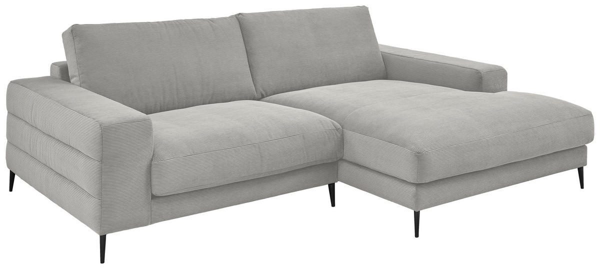 ECKSOFA in Feincord Hellgrau  - Hellgrau/Schwarz, Design, Textil/Metall (253/177cm) - Dieter Knoll