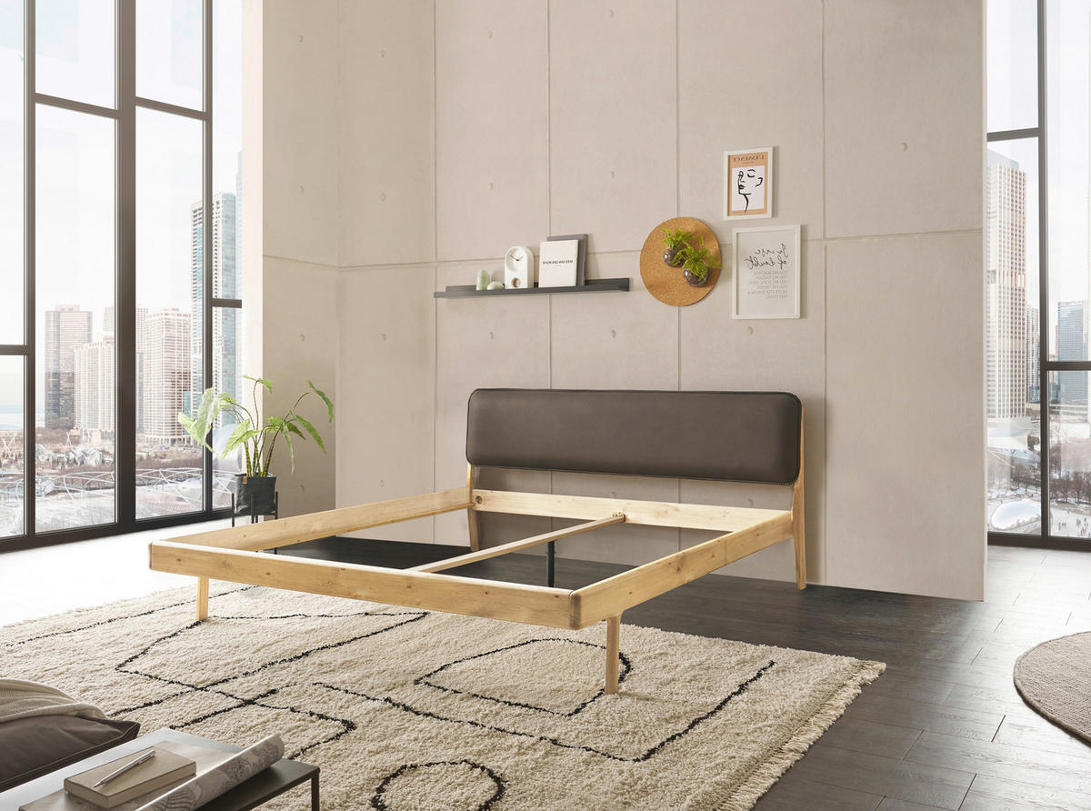 BETT 180/200 cm,  in Eichefarben,  - Taupe/Eichefarben, MODERN, Holz (180/200cm) - MID.YOU