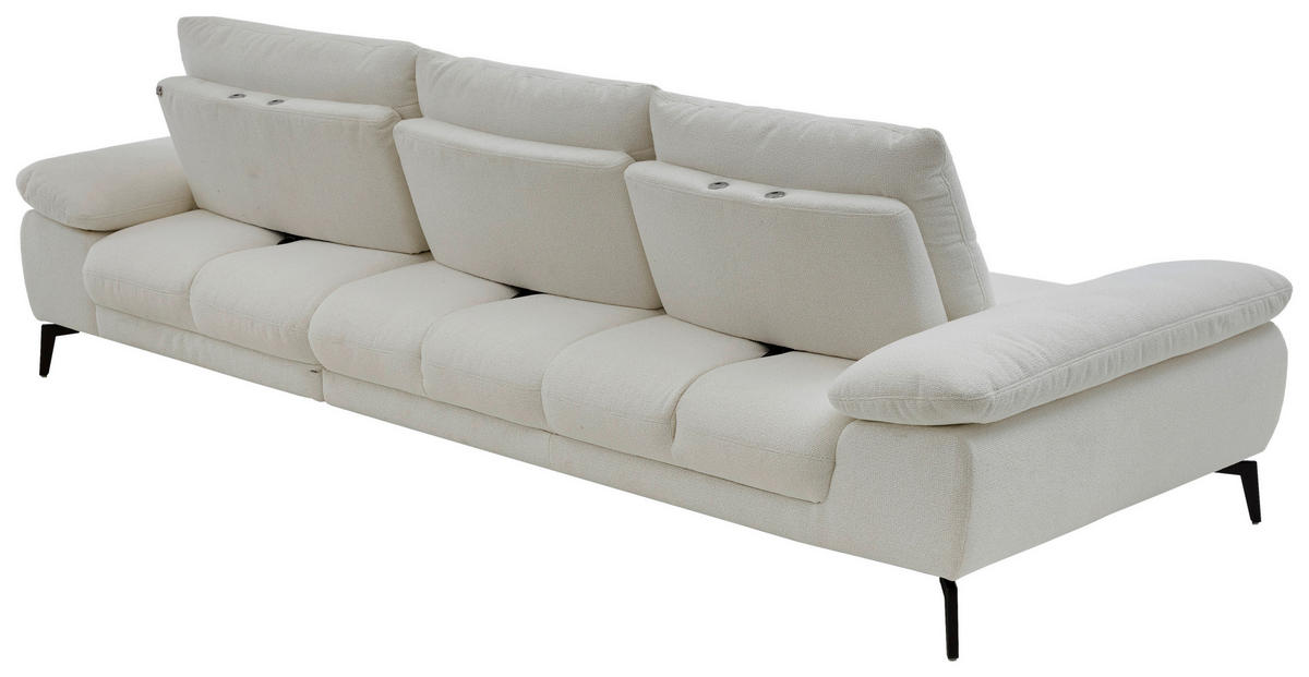 ECKSOFA Flachgewebe Weiss  - Weiss/Schwarz, Design, Textil/Metall (303/168cm) - Valdera