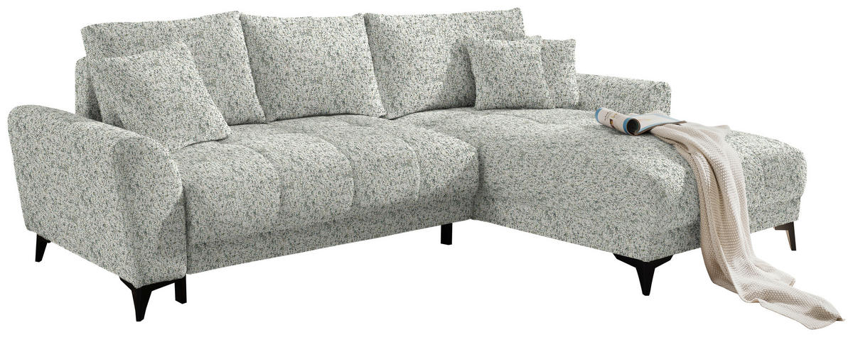 ECKSOFA in Webstoff Hellgrün  - Schwarz/Hellgrün, Modern, Kunststoff/Textil (281/189cm) - Carryhome