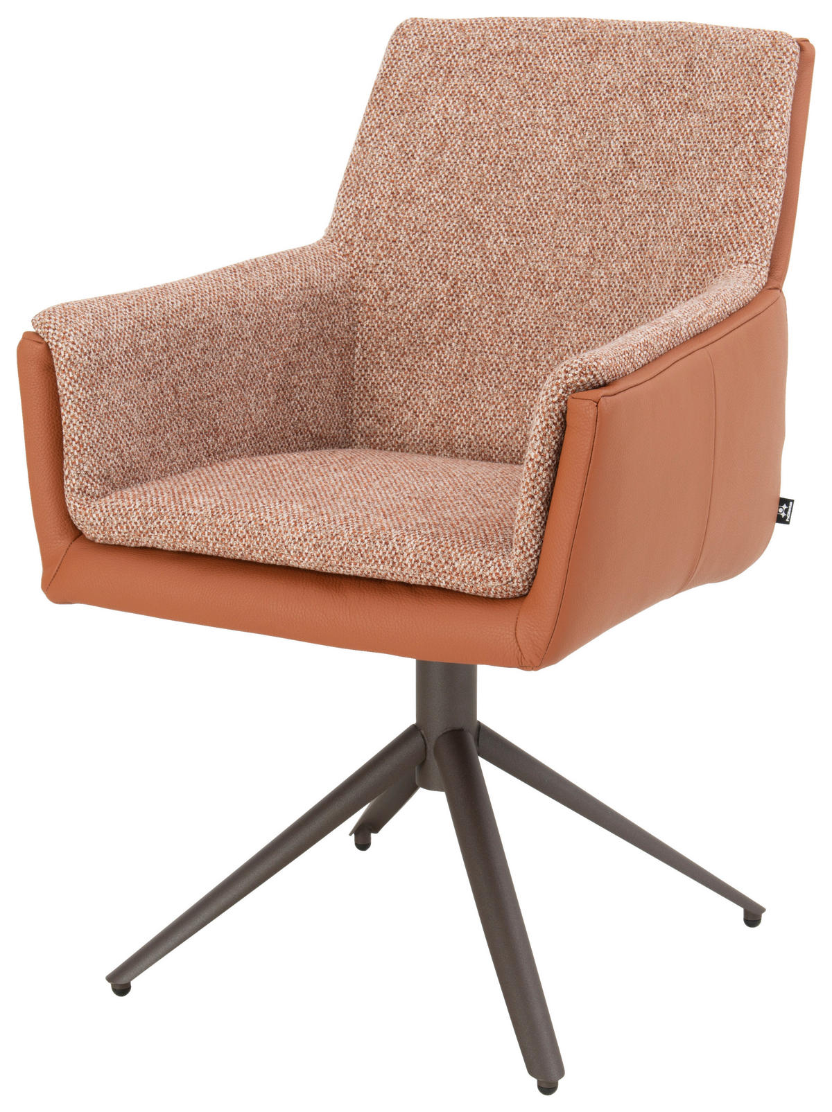 ARMLEHNSTUHL  Sitzfläche 360° drehbar, Stoff-/Lederauswahl Mikrofaser Echtleder  Rotbraun, Cognac  - Rotbraun/Cognac, Design, Leder/Textil (60/90/69cm) - hülsta
