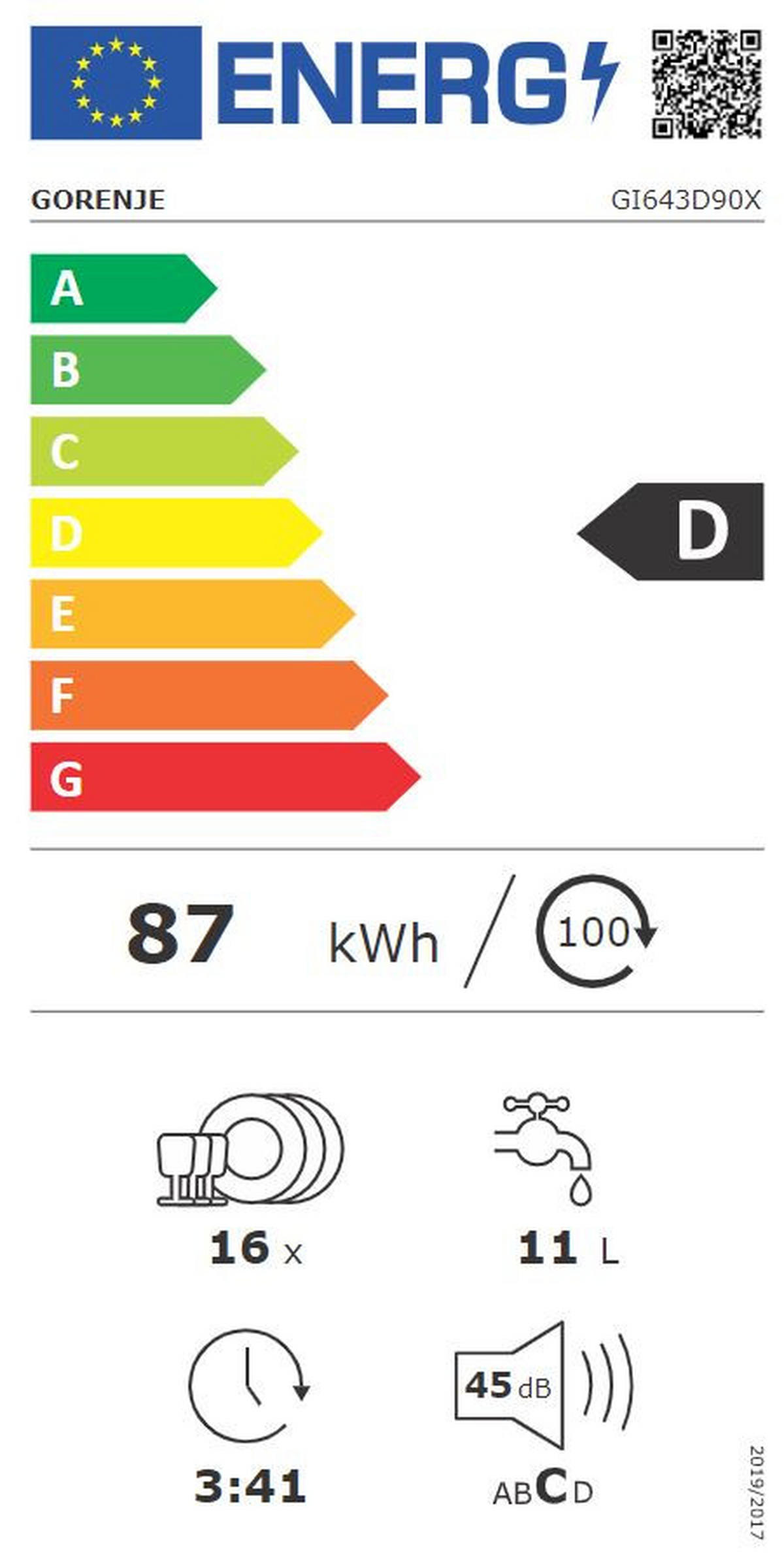 GESCHIRRSPÜLER GI643D90X  - Edelstahlfarben, Basics, Kunststoff/Metall (59,8/81,5/55,5cm) - Gorenje