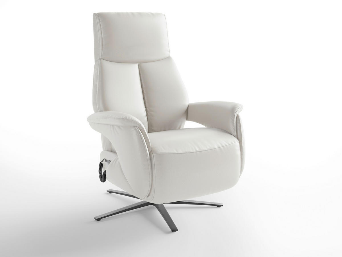 RELAXSESSEL Leder Weiss  - Weiss/Schwarz, Basics, Leder/Metall (75/110/85cm) - Sit & More