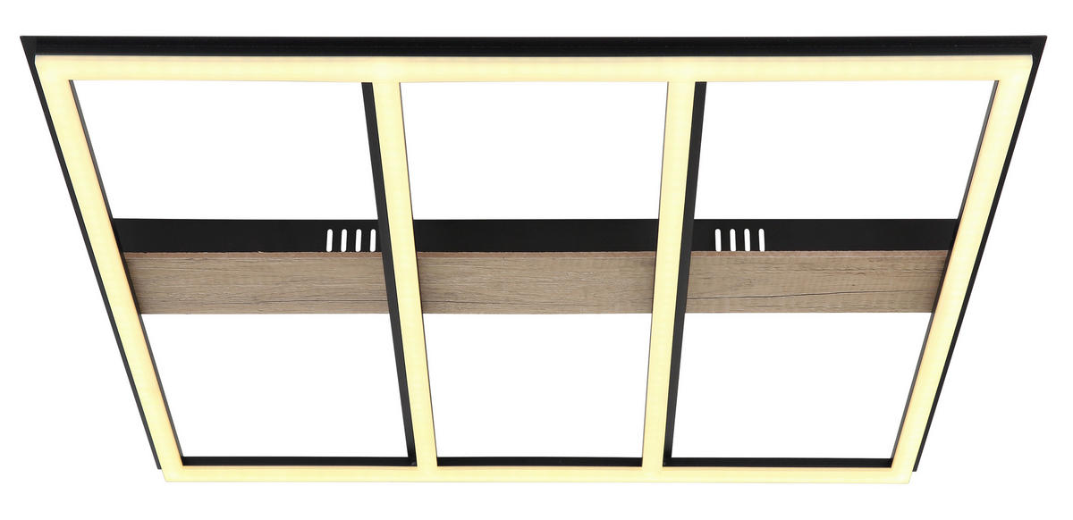 STROPNÍ LED SVÍTIDLO, 60/60/5.5 cm - tmavě hnědá/černá, Natur, kov/kompozitní dřevo (60/60/5.5cm) - Globo