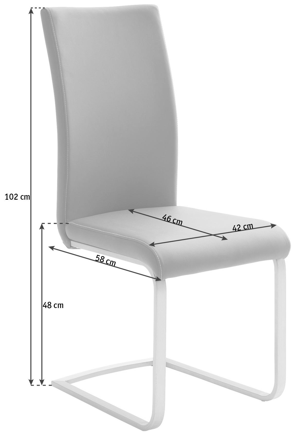SCHWINGSTUHL  in Edelstahl Lederlook  - Edelstahlfarben/Creme, Design, Textil/Metall (42/102/58cm) - MID.YOU
