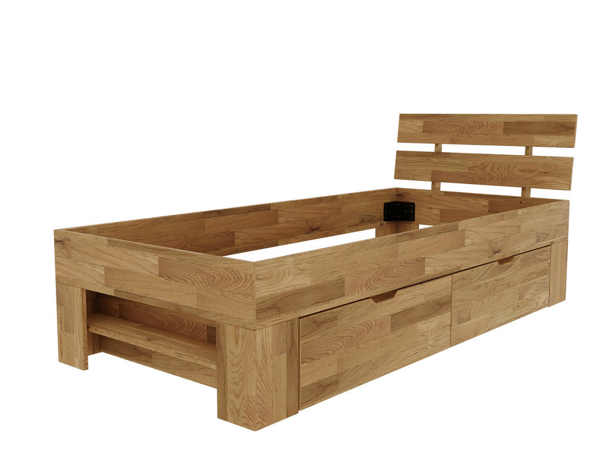 STAURAUMBETT 90/200 cm  in Wildeiche  - Wildeiche, Natur, Holz (90/200cm) - Livetastic