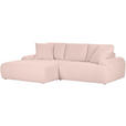 ECKSOFA Rosa Flachgewebe  - Schwarz/Rosa, KONVENTIONELL, Kunststoff/Textil (286/195cm) - Carryhome