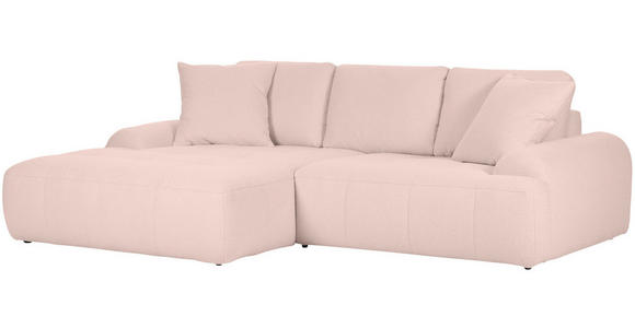 ECKSOFA Rosa Flachgewebe  - Schwarz/Rosa, KONVENTIONELL, Kunststoff/Textil (286/195cm) - Carryhome