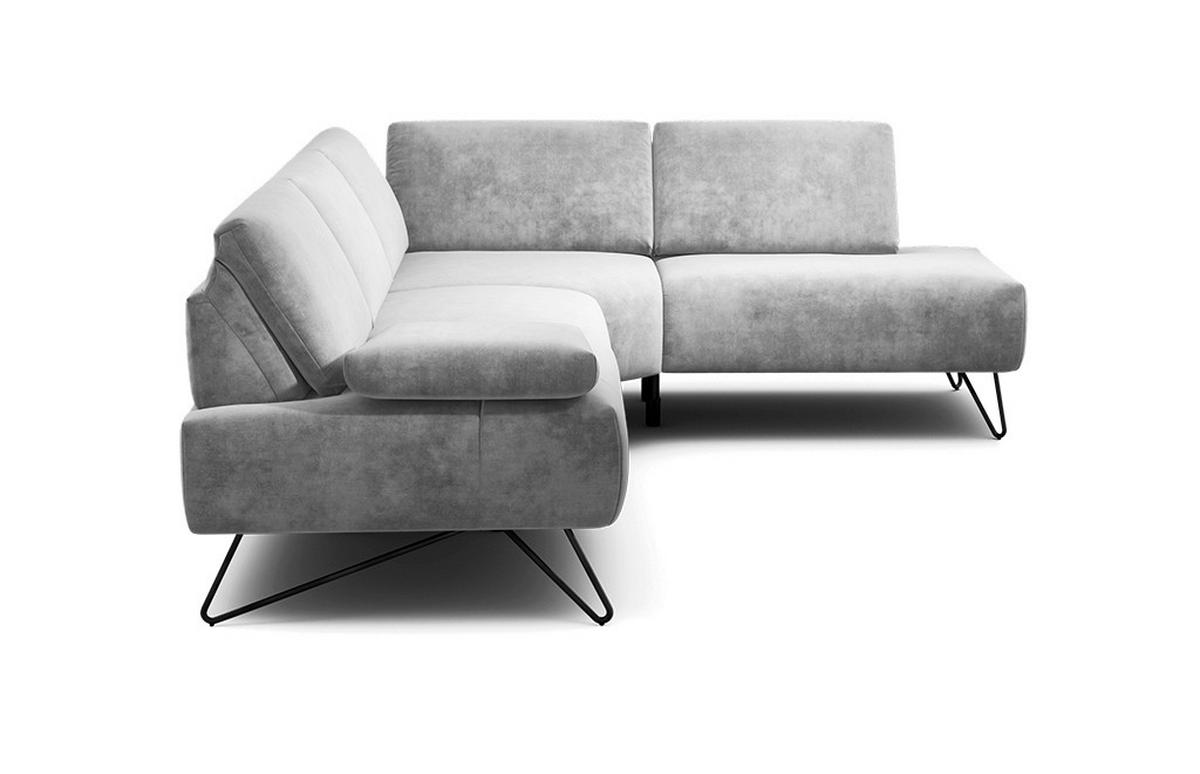 ECKSOFA Cosy Hellgrau Samt  - Hellgrau/Schwarz, Design, Textil/Metall (248-263/193cm) - SENSOO