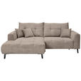 ECKSOFA Taupe Cord  - Taupe/Schwarz, KONVENTIONELL, Textil/Metall (175/250cm) - Carryhome