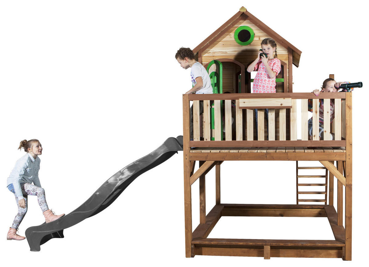 SPIELTURM 377/291/255 cm  - Braun/Grau, KONVENTIONELL, Holz (377/291/255cm) - Ambia Garden