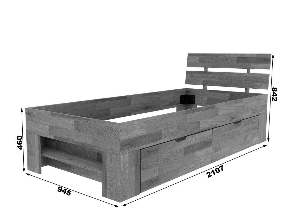 STAURAUMBETT 90/200 cm  in Wildeiche  - Wildeiche, Natur, Holz (90/200cm) - Livetastic