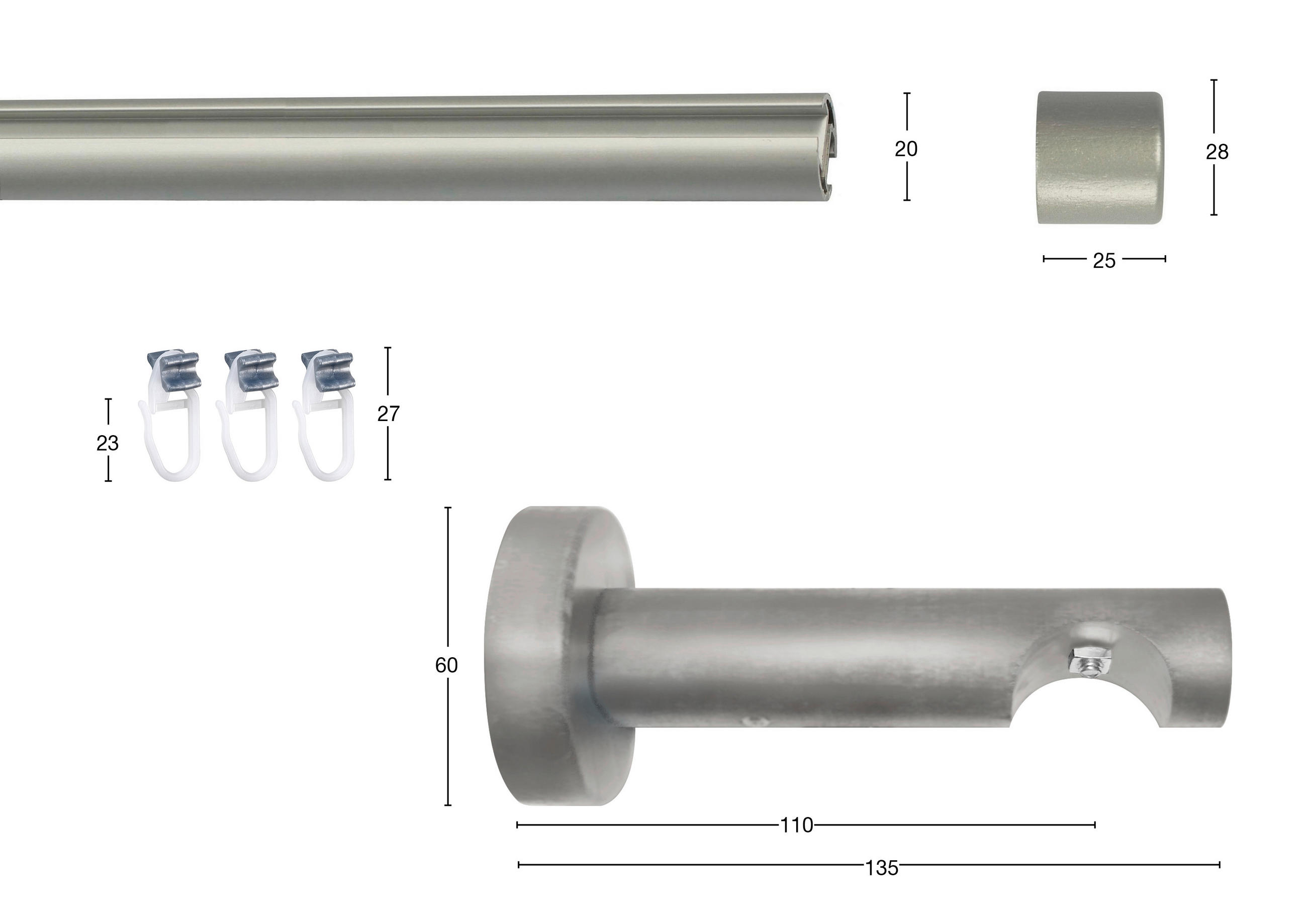 Thumbnail - Vorhangstange, Chrom, Metall, 330 cm, Wohntextilien, Gardinen & Vorhänge, Gardinen-Stangen