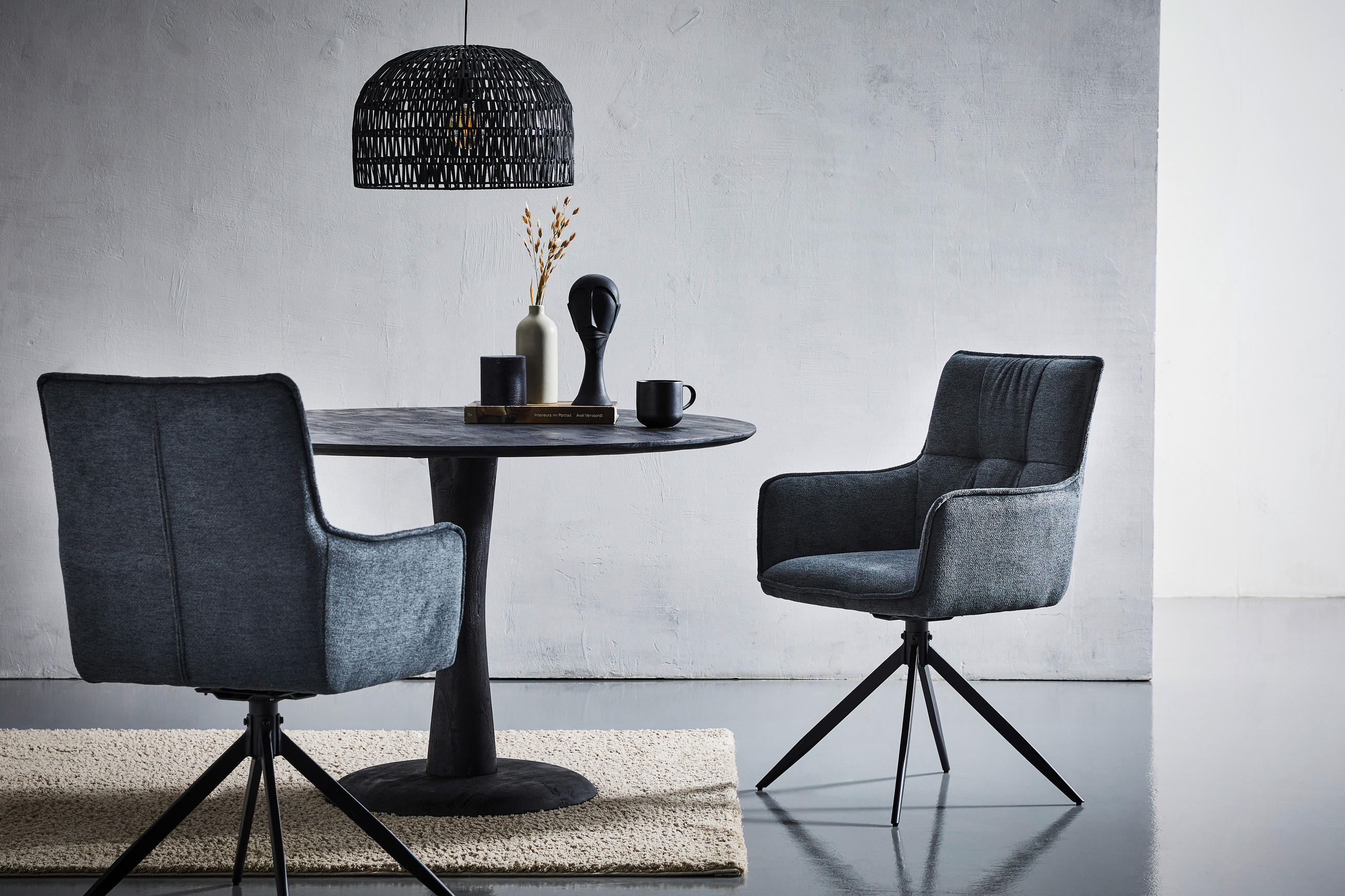 ARMLEHNSTUHL  in Eisen Mikrofaser  - Dunkelgrau/Schwarz, MODERN, Holz/Textil (58/94/61cm) - Livetastic