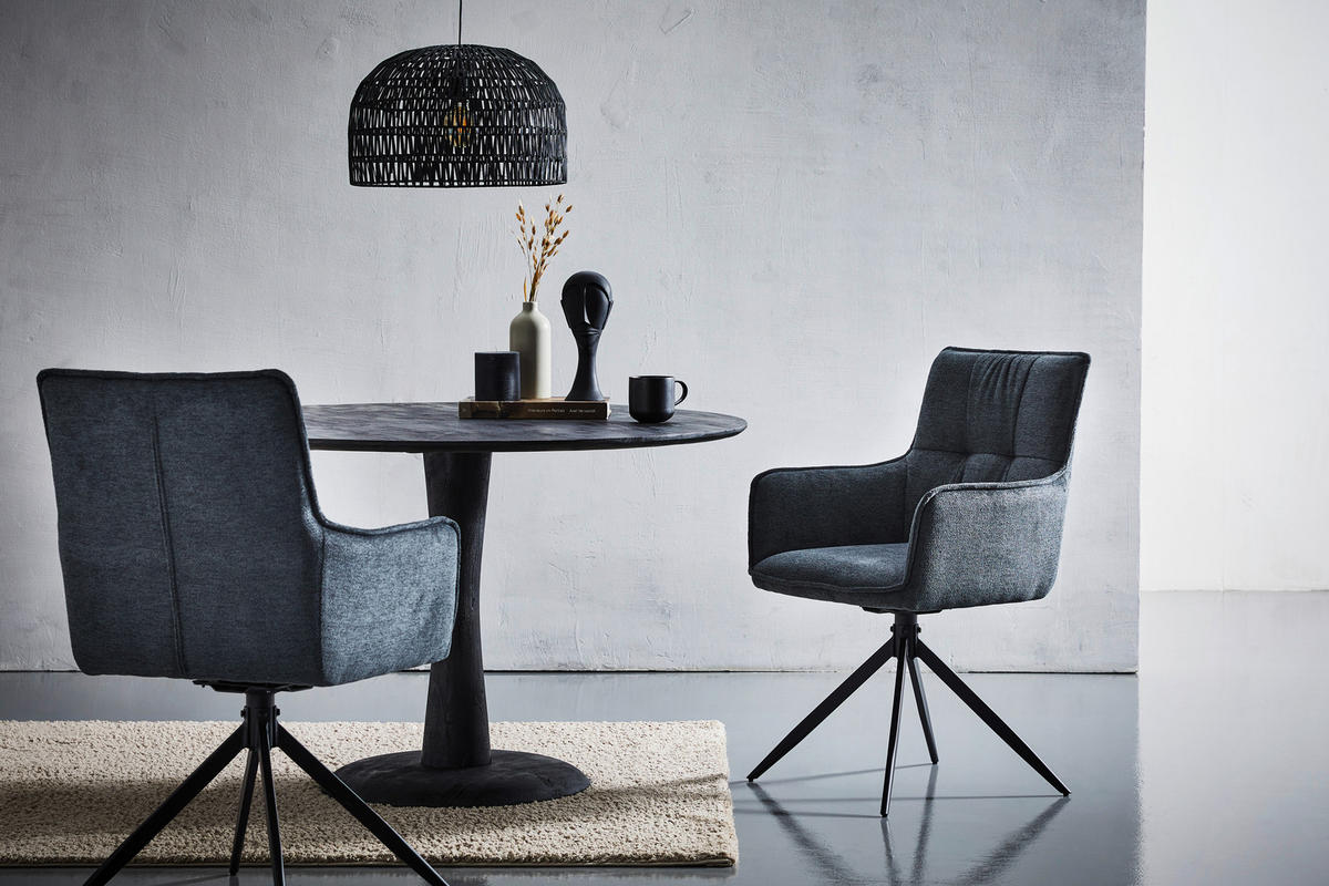 ARMLEHNSTUHL  in Eisen Mikrofaser  - Dunkelgrau/Schwarz, Modern, Holz/Textil (58/94/61cm) - Livetastic