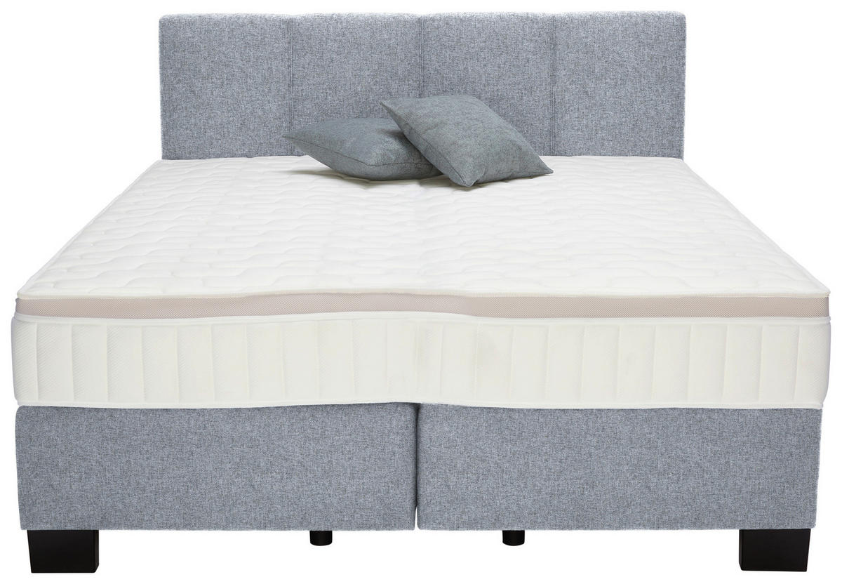 BOXSPRINGBETT 180/200 cm  in Grau  - Schwarz/Grau, Design, Kunststoff/Textil (180/200cm) - Hom`in