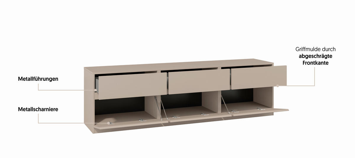 LOWBOARD  in 179,9/52,3/40 cm  - Taupe, Design, Holzwerkstoff (179,9/52,3/40cm) - MID.YOU